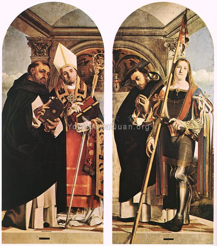 Sts Thomas Aquinas and Flavian, Sts Peter the Martyr and Vit - 洛伦佐·洛图